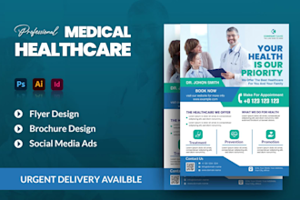 design medical health care flyer or one pager marketing materials