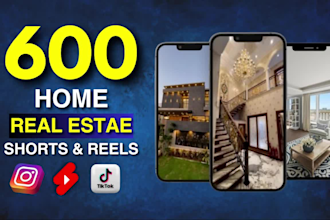 create 600 luxury home real estate instagram reels and tiktok videos