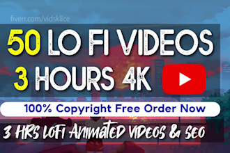 make lofi beats 50x3hr 4k animated chill hip hop loop videos for youtube channel