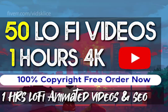 make lofi beats 50x1hr 4k animated chill hip hop loop videos for youtube channel