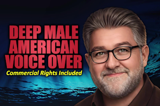 record a deep resonant male voice over for narration