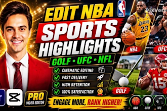 edit nba youtube sports videos, highlights of golf, ufc and NFL videos
