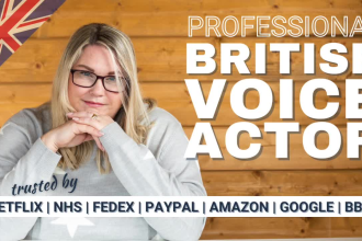 record a professional british female voice over in english