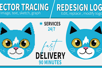 do manual vector tracing and redesign logo in 90 minutes