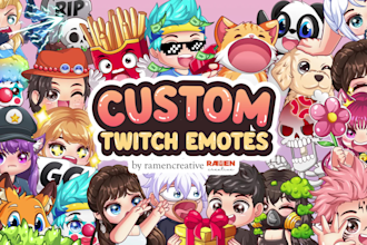 cute twitch emotes, badges in my chibi style 24 hours