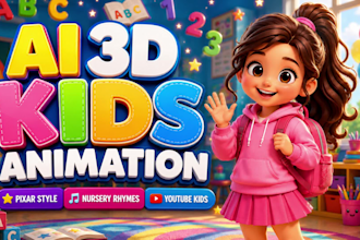 create 3d ai kids animation cartoon video kids learning video 3d pixar style