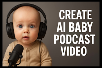 create ai baby podcast, ai baby video, ai baby talking podcast or ai baby chef