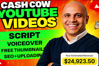 make top 10 faceless videos, cash cow videos editing, and youtube automation