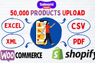 upload products import CSV files to shopify and woocommerce