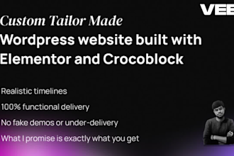 create a custom wordpress website with elementor, woocommerce, crocoblock