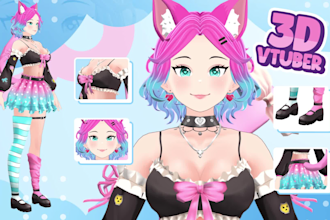 create 3d character models for vtuber, anime, 3d rigging and vroid vrchat avatar