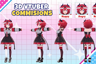 create 3d character models vtuber, anime, 3d rigging, vroid or vrchat