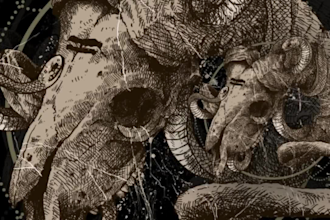 draw a detailed dark art rock gothic illustration