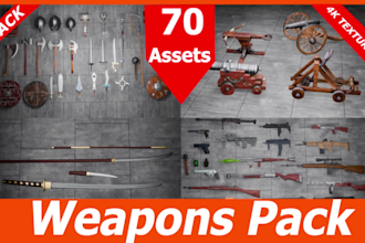 send you 70 3d models of weapons