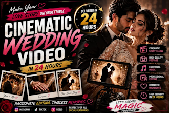 create a romantic cinematic wedding video in 24 hours