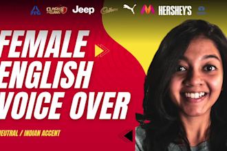 record a female english voice over in an indian accent