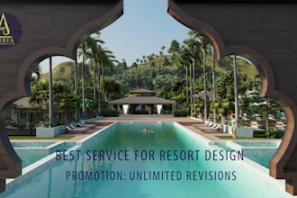 design a luxury resort or hotel with realistic 3d render