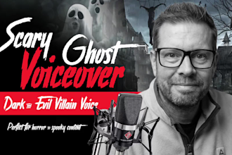 record scary ghost villain male voice over
