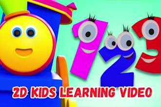 create high retention monetizable colorful 2d, 3d animation kids learning videos