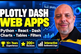 build a custom interactive plotly dash python react website or web app