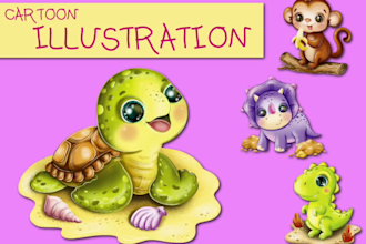 create baby cartoon story book illustrations for you