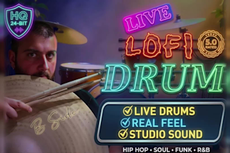 record soulful lofi hip hop live drum tracks for your beat