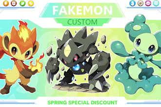 create custom fakemon and pokemon fusion creature, pokemon art
