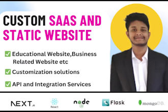 develop custom webapp and static website using react js,node js,next js,flask