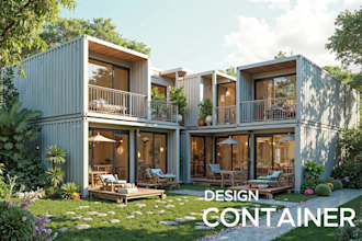 design and render the container house and studio for you