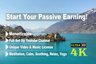 create a youtube channel and 30 meditation, relaxing, yoga music 4k videos
