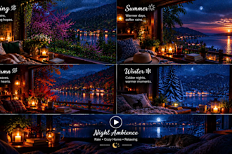 create cozy rain ambience videos for youtube, sleep and relaxation