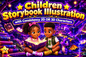 convert children storybook illustration idea to 3d or 2d animation youtube video
