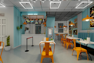 do interior design of restaurant, coffee cafe, office,retail