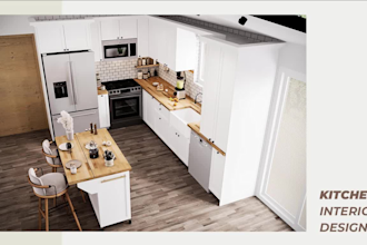 do functional customized kitchen design, renovate, ikea cabinet,3d render image