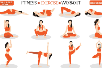 draw yoga,workout,fitness,exercise or medical illustrations