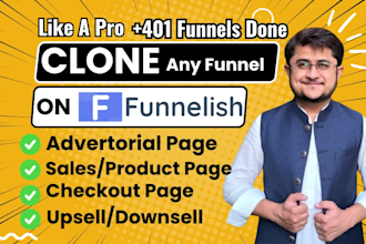 clone advertorial and sales page on funnelish