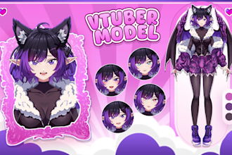 design and rigging vtuber live2d model in anime art for streaming
