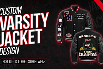 design custom varsity jacket for school, college or brand