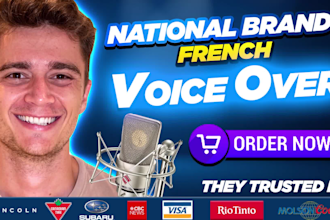 record a french voice over for national brands with international neutral accent
