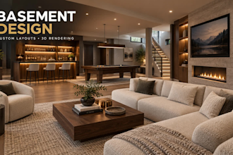 create custom basement designs with realistic 3d visualization and rendering