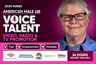 record engaging voice over for video, TV and radio promotions