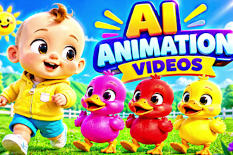 do 3d ai kids cartoon video,ai kids animation, 3d kids video editing for youtube