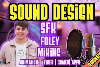create cinematic sound design, foley and mix audio