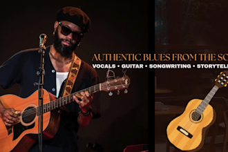 record soulful blues vocals, roots guitar and authentic original music