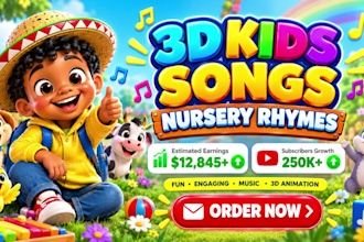 create 3d kids nursery rhymes videos and youtube animation for kids