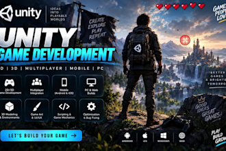 develop custom 2d 3d game development for mobile pc in unity