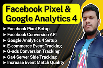 fix or set google analytics4, facebook pixel, ecommerce server side tracking GTM