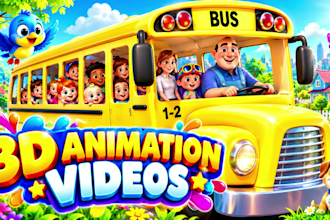 do 3d kids video editing and 3d cartoon kids animation for youtube