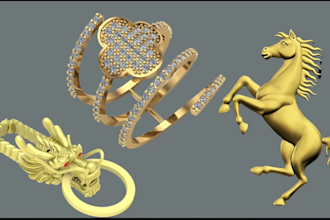 create 3d cad jewelry design, 3d jewelry model for 3d printing and rendering