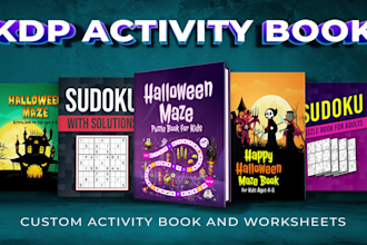 design kdp custom activity book and worksheets for kids or adults